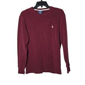 Polo Ralph Lauren Mens Red Long Sleeve Crewneck Sleepwear Top Size Medium Casual